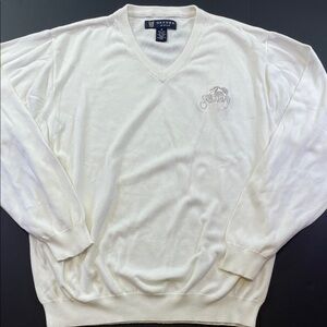 Oxford Golf White V-Neck Sweater Sanctuary Golf Club Logo Mens Sz M